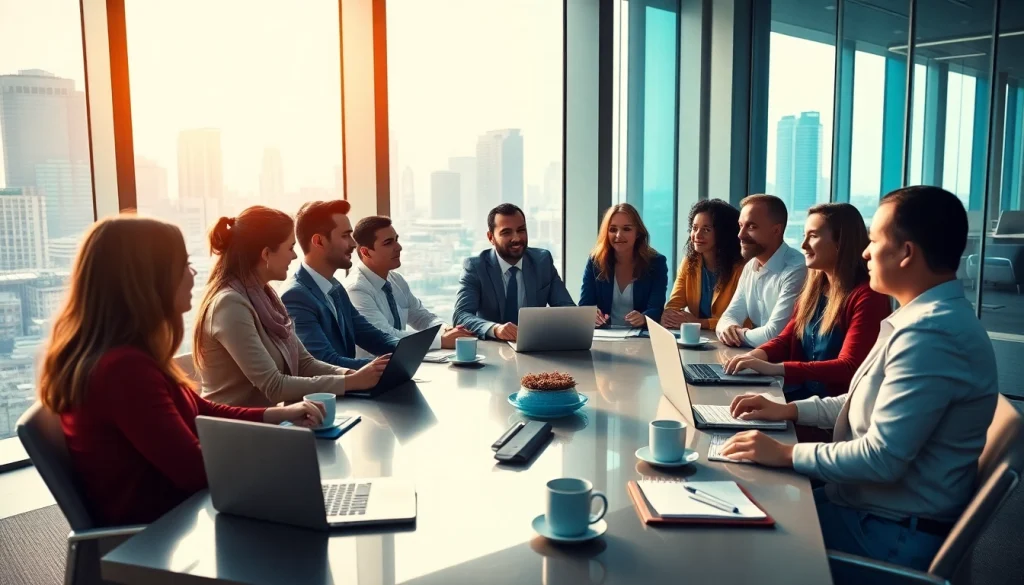 Engaged professionals collaborating at https://valuesfirst.com in a bright office environment