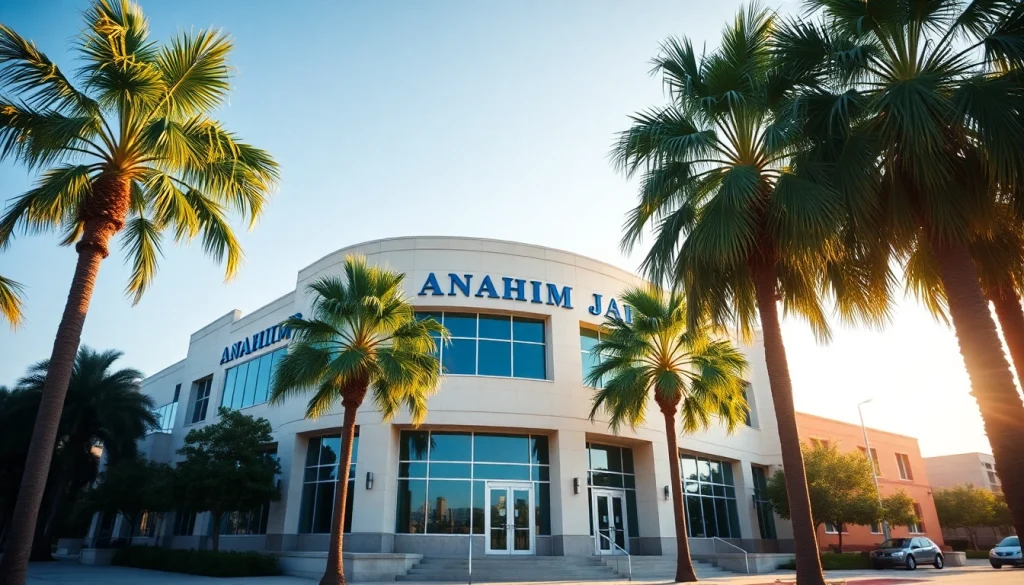 View of the Anaheim Jail police station highlighting its architecture and welcoming environment.