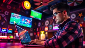 Discover the best sportsbooks Mexico through an enthusiastic sports bettor analyzing odds in a vibrant sports bar.