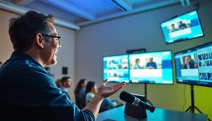 Kooralive content creator engaging with an audience in a vibrant live-streaming setup.