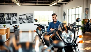 Wir kaufen dein motorrad erfahrungen mit freundlichem Berater in moderner Büroumgebung.