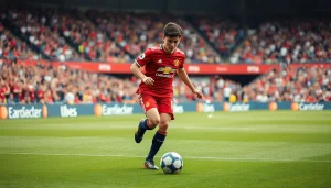 Watch Alejandro Garnacho skillfully maneuver the ball on the pitch at https://diknews.co.uk/alejandro-garnacho/ with a fierce determination.