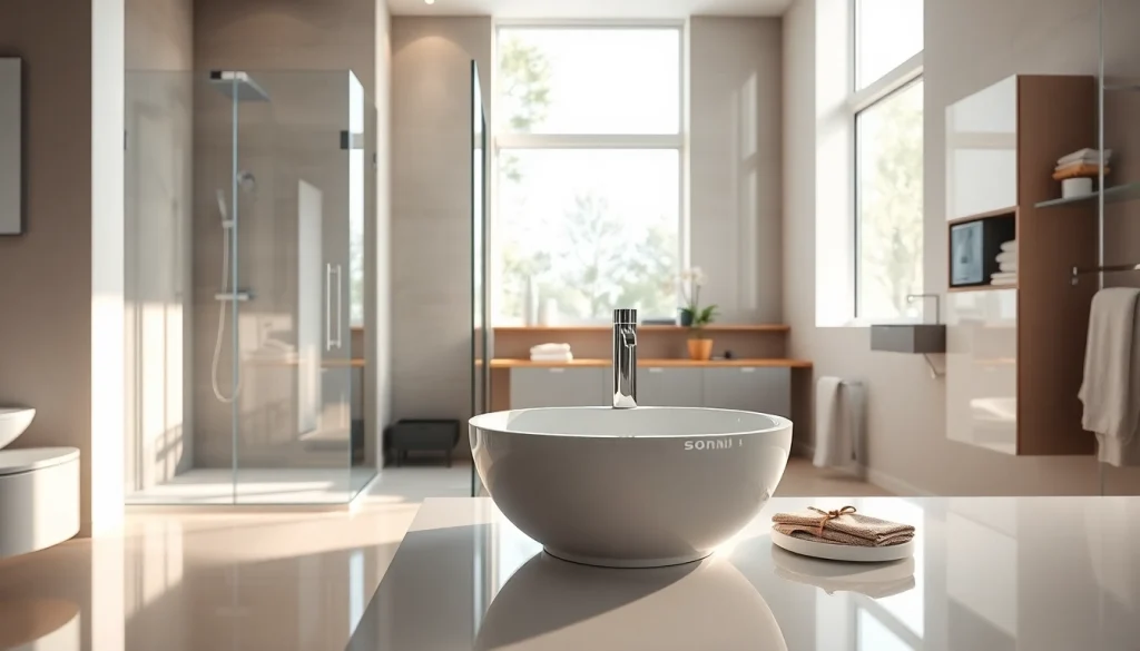 Erleben Sie hochwertige Badprodukte von sonni sanitär GmbH in einem modernen Badezimmerdesign.