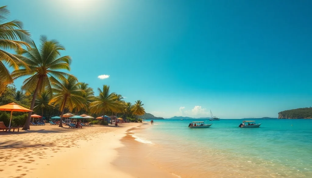 Clima em Paripueira: praia ensolarada com palmeiras tropicais e águas tranquilas