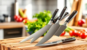 Showcase of a premium knife set NZ displayed elegantly on a wooden board.