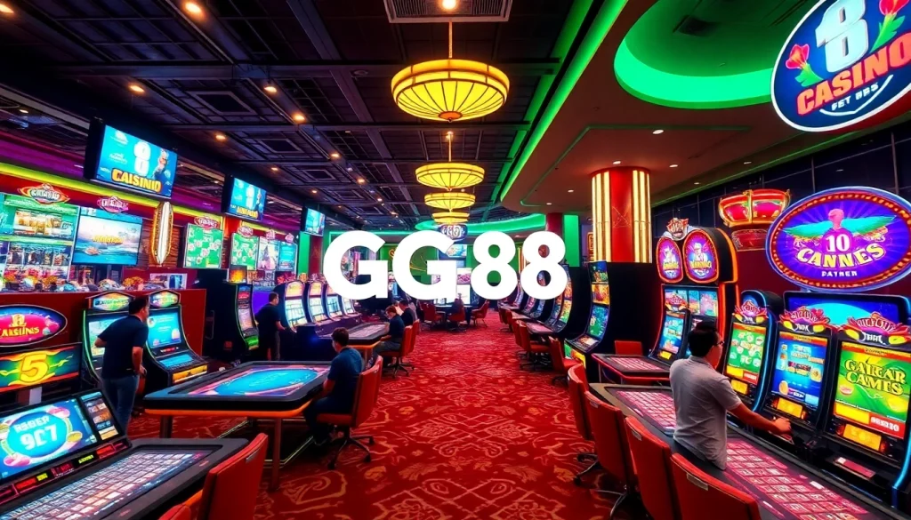 Exciting GG88 online casino scene highlighting vibrant games and players.