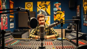 Engaging live broadcast at hometownstation.com showcasing a professional radio studio setup.