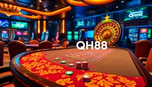Engage with thrilling casino atmosphere at QH88 featuring vibrant gaming options and stylish decor.