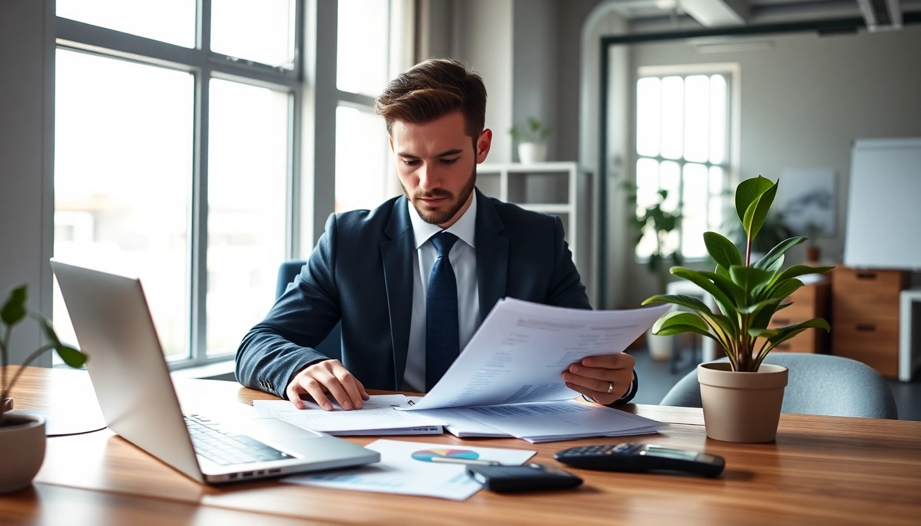 SMSF tax return review in a modern office setting, showcasing professionalism and trust.