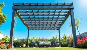 Enhance your garden with a modern steel pergola designed for elegance and durability.