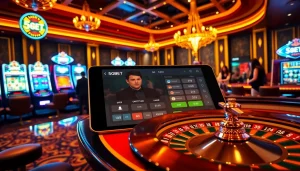 Experience the excitement of the 5GBET App in a luxurious casino setting, showcasing vibrant gaming interactions.