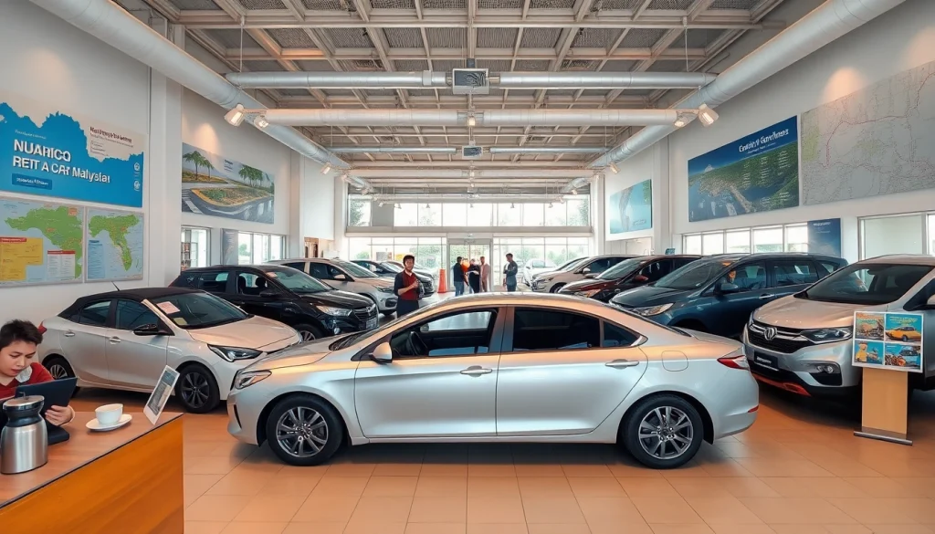Kuching rent a car office with diverse car options and welcoming staff, ideal for travelers.