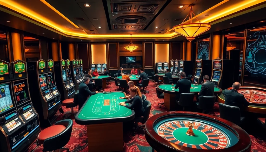 Experience thrilling betting action at https://w88com.online/ featuring poker tables and vibrant slot machines.