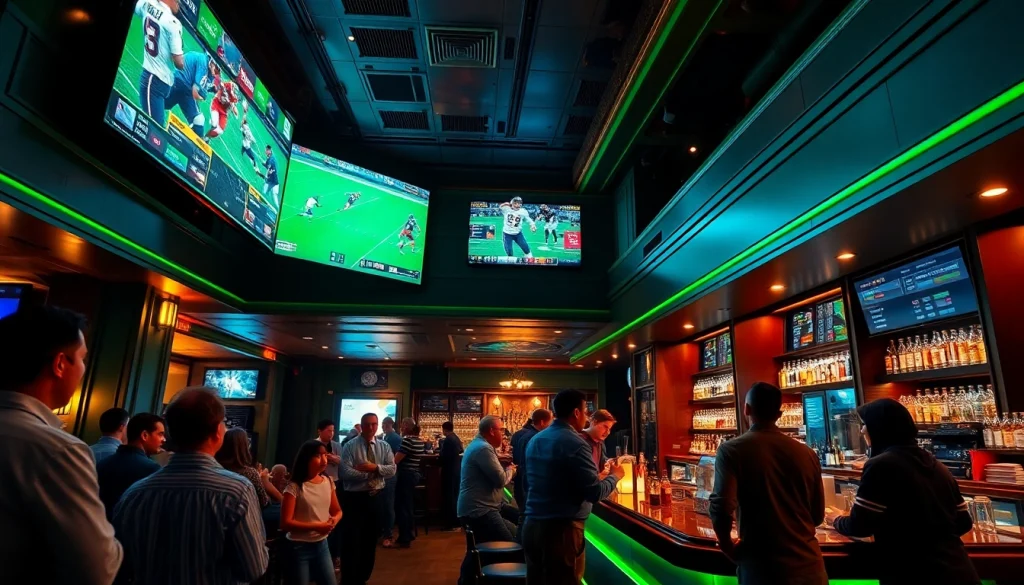 Engaged fans enjoying sports betting in Georgia at an upscale setting.
