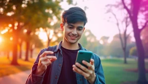 Stunning whatsapp profile photo of a young adult in a park.