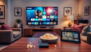 Engaging viewing experience with https://bosstv.ca on a modern TV setup.