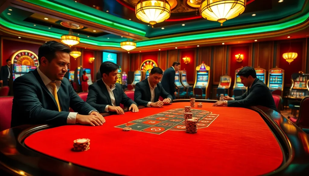 Experience excitement at rr88 com with professional gamblers playing at a luxurious poker table.