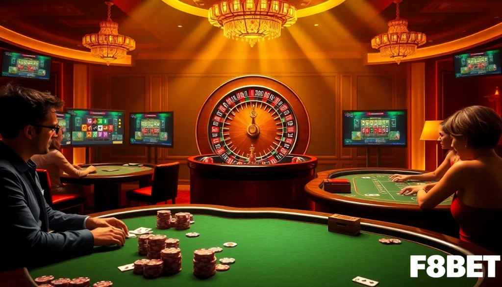 Experience thrilling gaming at F8BET with vibrant tables and exciting casino atmosphere.