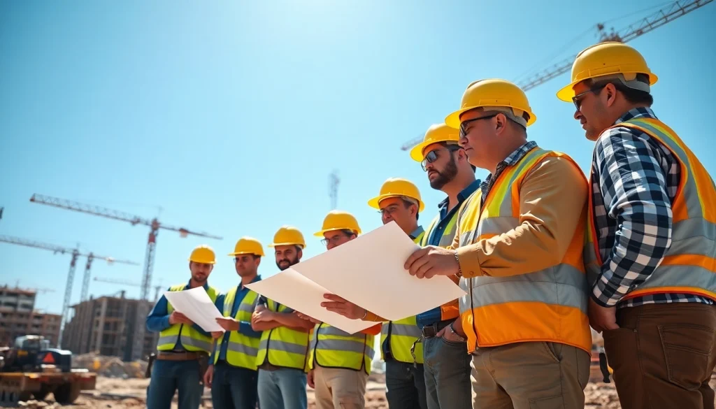 Construction association South Carolina workers collaborating on-site, showcasing professionalism and dedication.