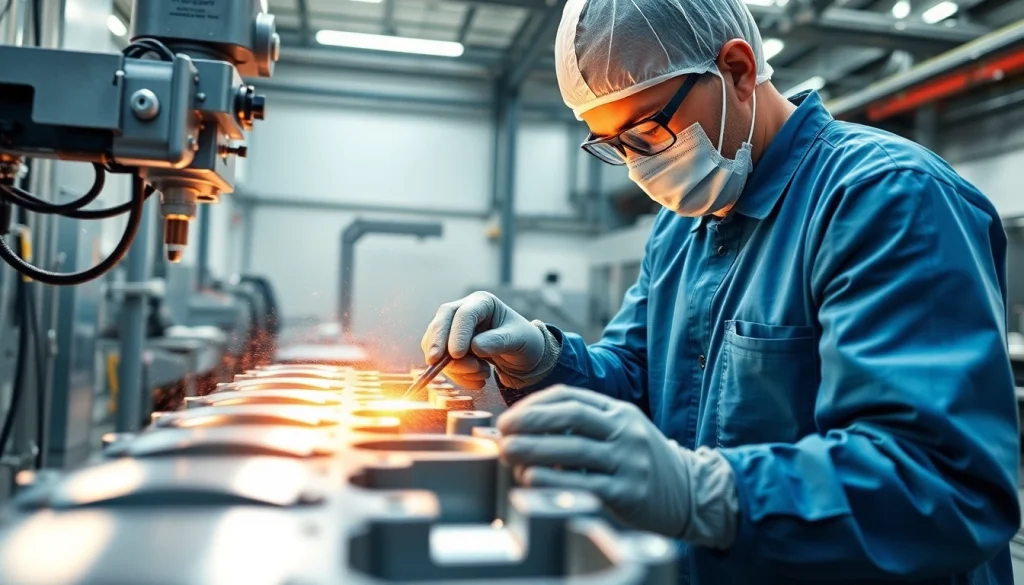 Efficient aluminum chromating process in Malaysia showcasing a technician in a modern facility.