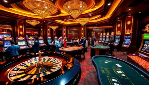 Experience thrilling games at Nhà cái MM88, featuring a vibrant casino atmosphere with roulette, blackjack, and slot machines.
