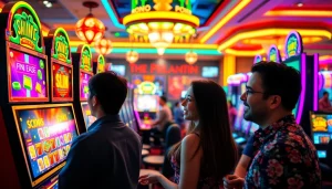 Menghadirkan pengalaman Istana777 dengan mesin slot berwarna-warni dan suasana kasino yang meriah