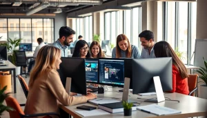 Website design team engaged in creating innovative thiết kế web.