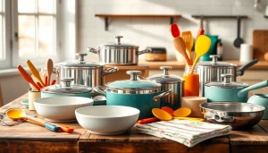 Browse stunning kitchenware gift ideas NZ featuring elegant cookware and colorful utensils.