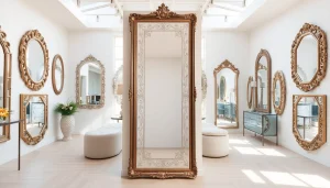 Showcase of bespoke mirror designs at https://merithome.co.uk with elegant decor and natural lighting.
