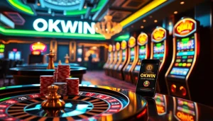 Experience thrilling gaming with OKWIN liên minh's virtual casino atmosphere featuring roulette and poker.
