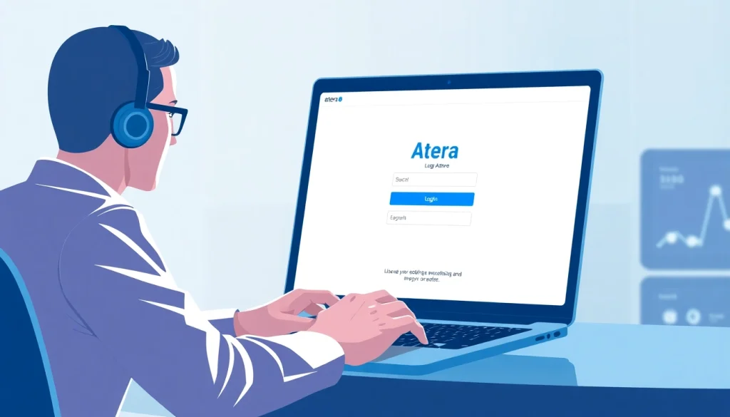 Accessing the Atera login page securely using a laptop, illustrating login security.