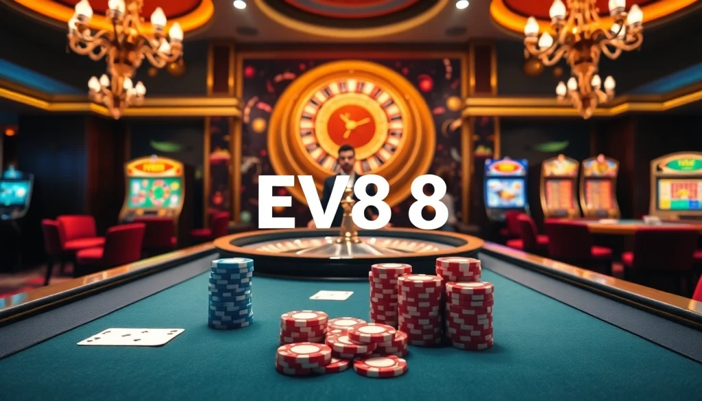 Betting excitement at EV88 with a luxurious casino layout and engaging games.