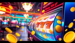 Engaging winmy slot game with neon lights and dynamic reels in action.