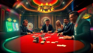 Experience the excitement of 32WIN with professional poker players at a vibrant casino table.