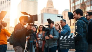 Video Production Company Phoenix creating engaging content in a vibrant urban setting.