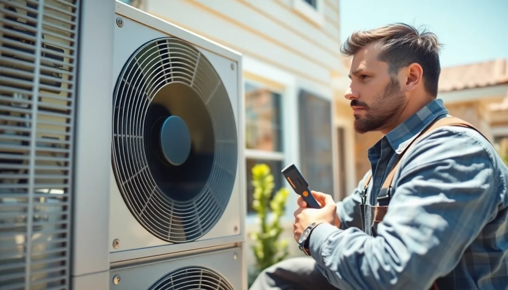 Performing ac repair phoenix az on residential air conditioning unit in bright setting.