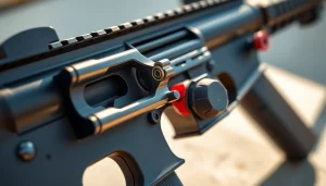 Showcasing an ar15 super safety trigger system with detailed craftsmanship and precision.