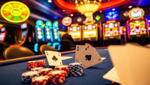 i9bet promotes online gambling with an exciting poker scene, vibrant slot machines, and sports betting.