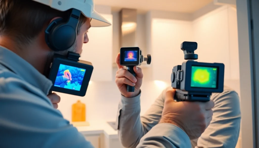 Expert technicians conducting Leak Detection Dumfries in a modern kitchen using advanced technology.