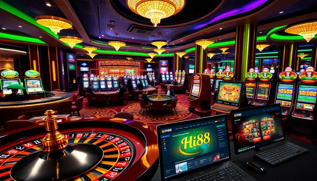 Excited players engage in thrilling online gambling at Hi88 casino.