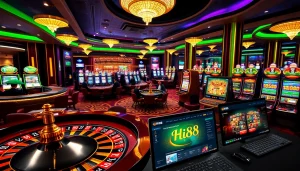 Excited players engage in thrilling online gambling at Hi88 casino.