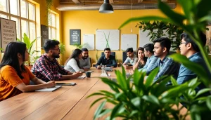 Engaged entrepreneurs collaborating in a vibrant startup kolkata workspace.