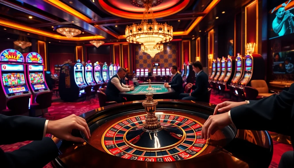 S8 casino players engaging in an exciting game of roulette amid a luxurious casino setting.