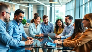 glownexis.com 플랫폼에서 다양한 산업 대표들이 협력하는 비즈니스 회의 모습