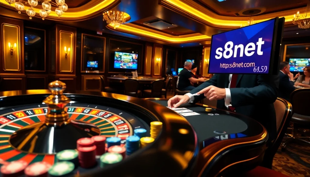 Experience the thrill of online gambling at https://s8net.com/ with vibrant casino elements.