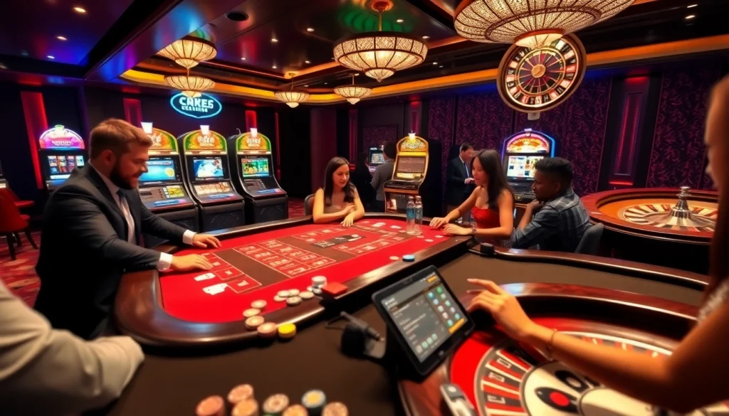 Experience high-stakes gaming at ok 365 with professional dealers, vibrant casino tables, and exciting slot machines.