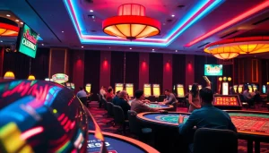 Jogadores aproveitando a emoção das apostas na Bet da Sorte em um cassino vibrante.