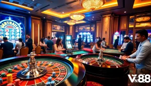 Engaging roulette gameplay at VN88 casino with vibrant chips and excitement.