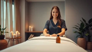 Relaxing 출장안마 session with a professional masseuse in a serene setting.