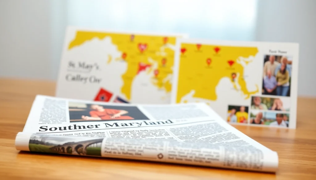 A vibrant digital layout of https://southernmarylandchronicle.com showcasing local news articles.